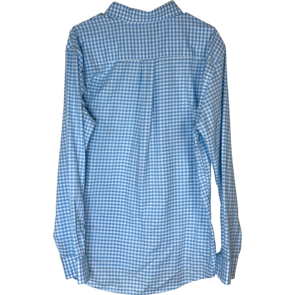 ST JOHNS BAY Mens L Blue White Gingham Stretch Long Sleeve Button Down Shirt - Picture 5 of 13